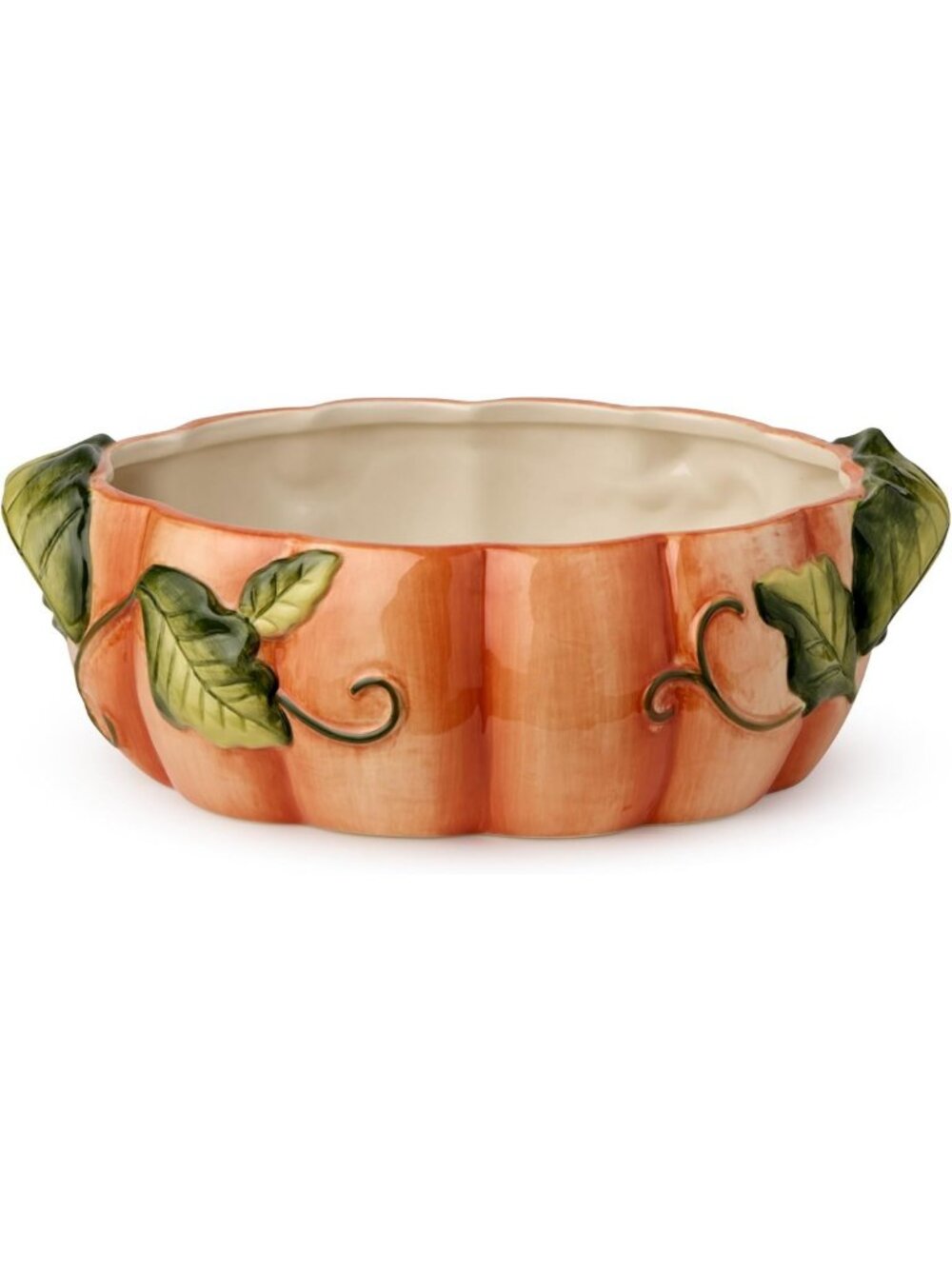 3D Pumpkin Shallow Serving Bowl - 10” Ceramic Farmhouse Dish for Fall
